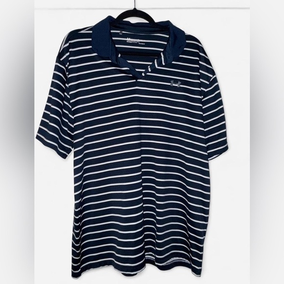 Under Armour Other - Under Armour Men's Dark Blue and White Striped Polo